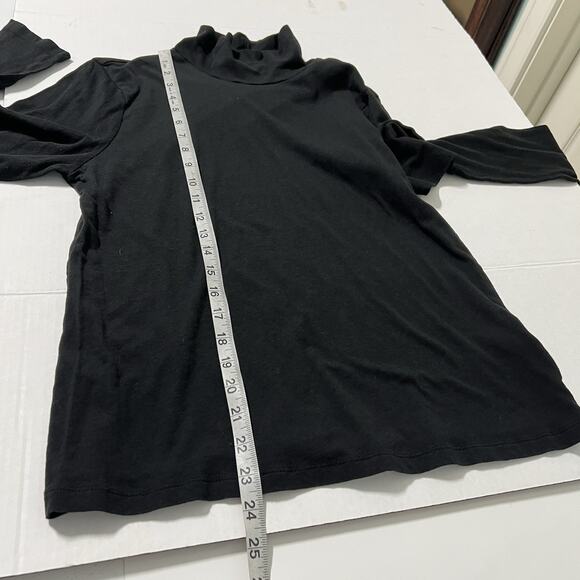 J. Crew Tissue Crepe Turtleneck Tee Women Size XL Black 100% Cotton Base Layer - Picture 10 of 10